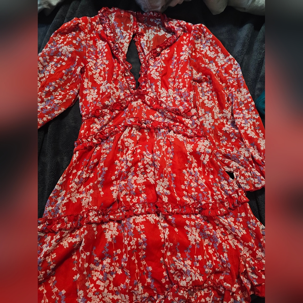 Short Red floral dress